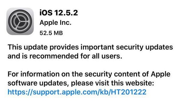 华阴苹果手机维修分享iOS12.5.2发布，建议所有老苹果用户安装 